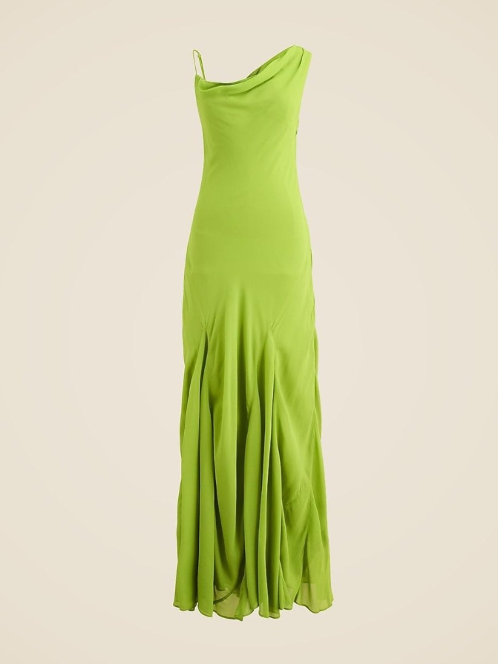 NWT J. Crew Collection Lime Green Chartreuse asymmetrical Cowl Neck Maxi Dress